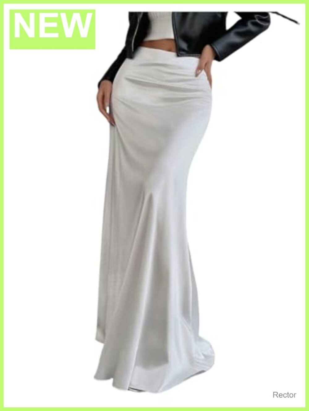 Flowy Ruffle Hem Silky Satin Maxi Skirt